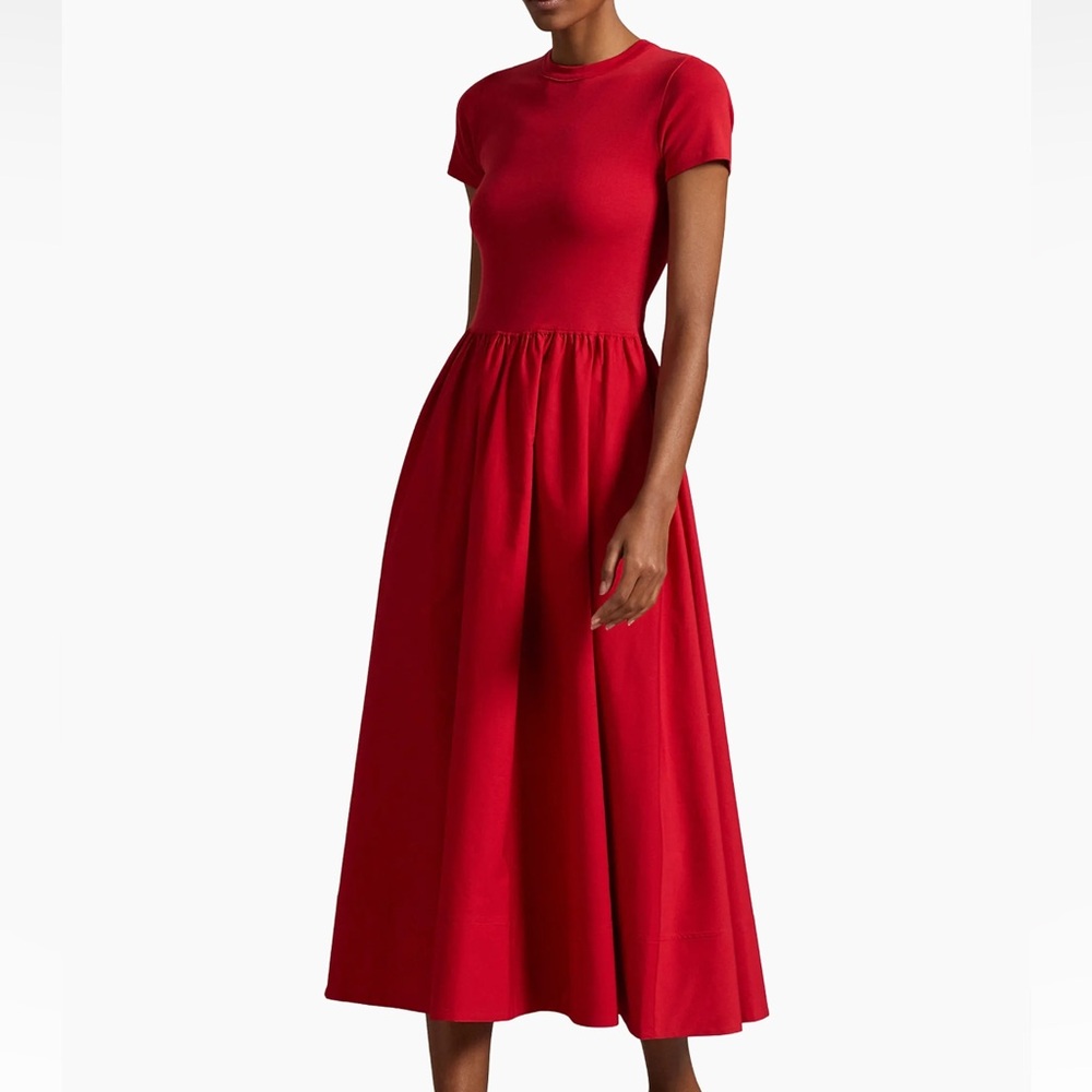 NWT! Polo Ralph Lauren Cotton Short-Sleeve Midi-Dress sz large L red